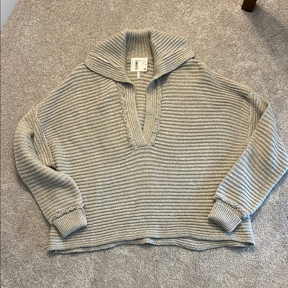 Free People Cozy Ribbed Knit Sweater - Cream S